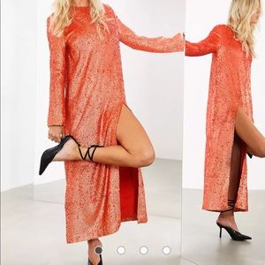 ASOS EDITION sequin maxi dress with split front